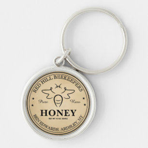 Llavero Etiqueta de tarro de miel de abeja vintage elegant