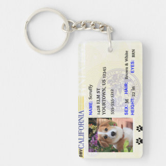 Llavero Etiqueta del mascota de la licencia de California