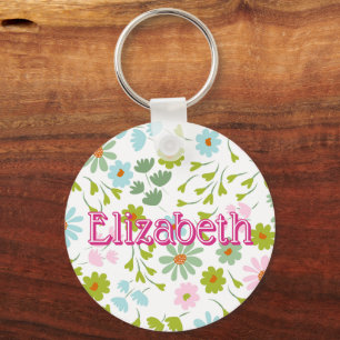 Llavero Etiqueta Personalizada Floral para Bolso Escolar d