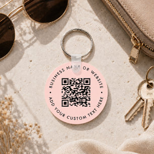 Llavero   Etiqueta rosa con código QR personalizad