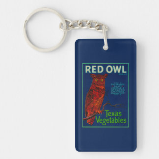 Llavero Etiqueta vegetal de búho rojo