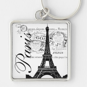 Llavero Etiqueta Vintage París y Torre Eiffel
