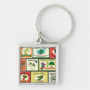 Llavero Etiquetas vintage de productos enlatados-Verduras