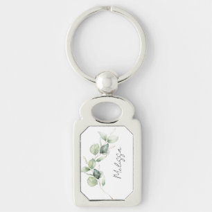 Llavero Eucalipto Verde Acuarela Personalizado