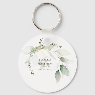 Llavero Eucalipto verde y dorado moderno  