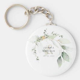 Llavero Eucalipto verde y dorado moderno  