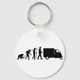 Llavero Evolución del hombre Piaggio Ape mini transportado