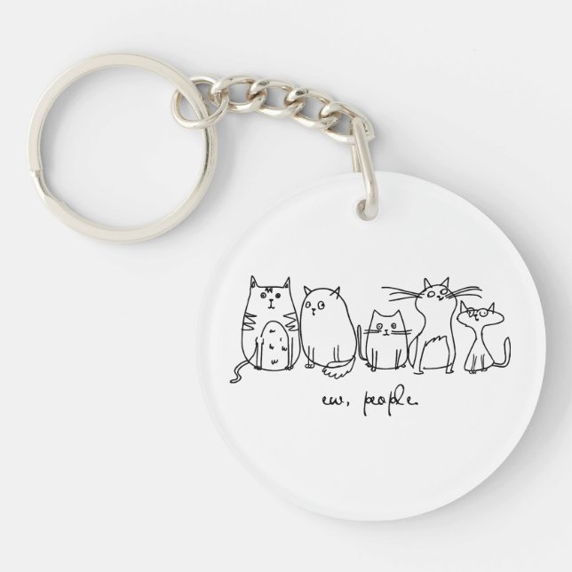 Llavero Ew, People Funny Meowy Cat Aovers (Frente)