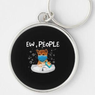 Llavero Ew People   Perro divertido lavar manos con máscar