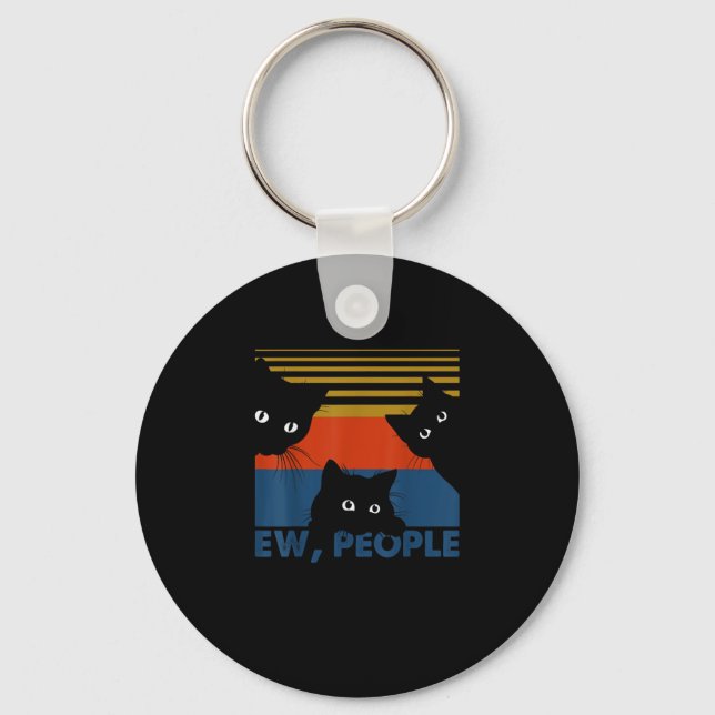 Llavero Ew People Retro Cat Funny Vintage Introvertido (Anverso)