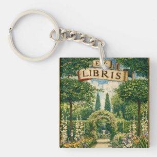 Llavero Ex Libris de jardín vintage para etiqueta de libro