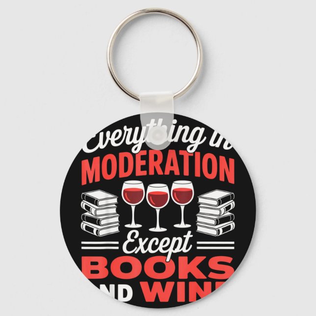 Llavero Excepto libros y bebedor de vino lector de libros  (Anverso)