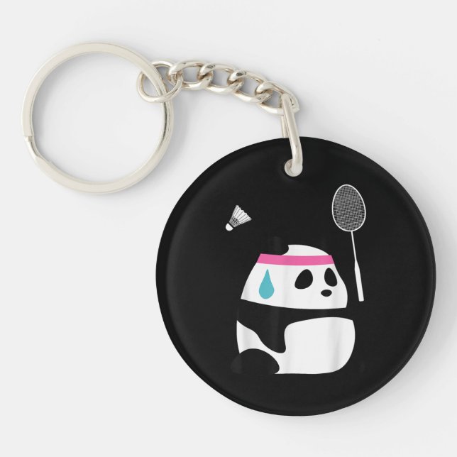 Llavero Exhausto badminton panda divertido lindo (Frente)