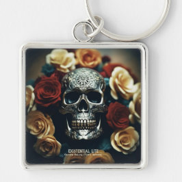 Llavero EXISTENCIAL LITE Wreath Skull Premium Metalizado