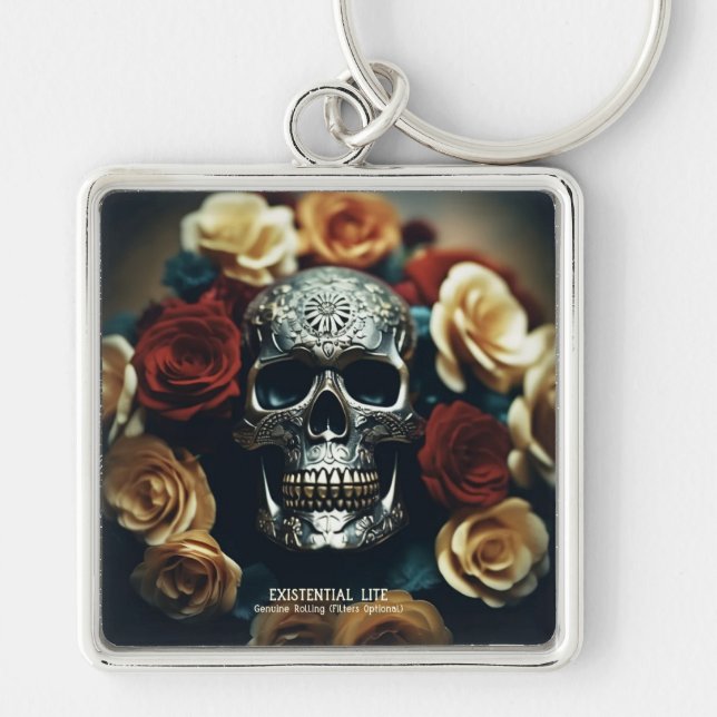 Llavero EXISTENCIAL LITE Wreath Skull Premium Metalizado (Frente)