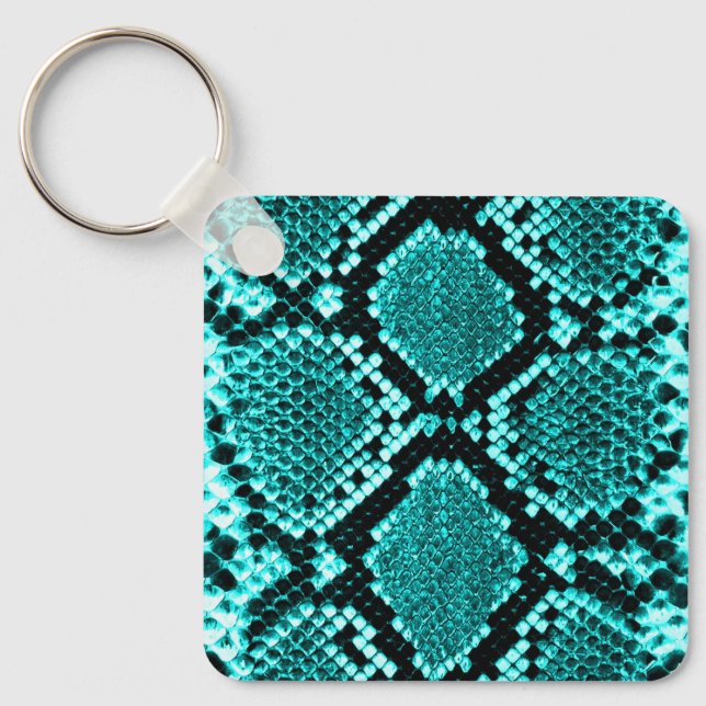 Llavero Exotic Aqua Diamond Rattlesnake Skin Animal Print (Anverso)