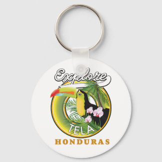 Llavero Explora el logotipo de viaje a Tela Honduras