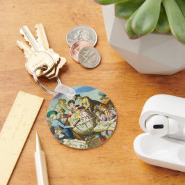 Llavero Exploradores de época con mapa de glóbulos antiguo