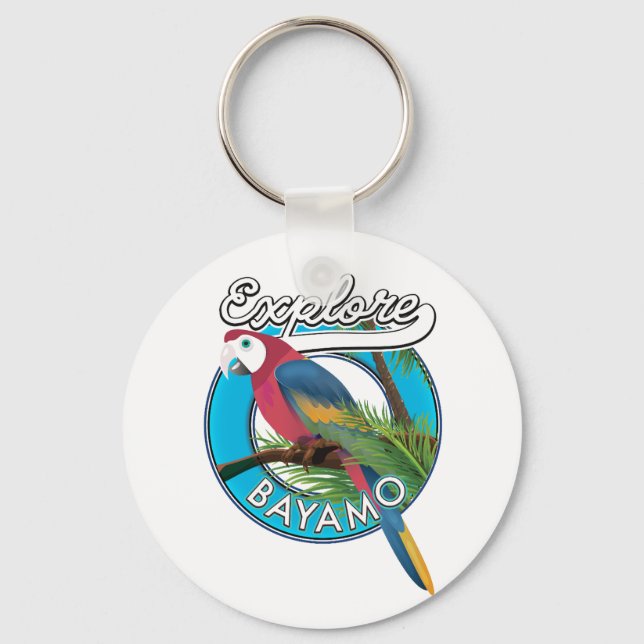 Llavero Explorar Keychain con el logotipo retro de Hawaii (Anverso)