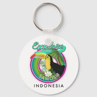 Llavero explorar logotipo de viaje a Samosir indonesia