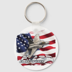 Llavero F-22 Raptor y bandera estadounidense