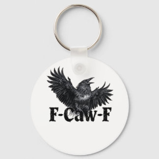 Llavero F-Caw-F Arte de Cuervo Gótico Impreso de Cuervo En