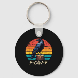 Llavero F-caw-f Black Crow Black Bird Retro Sunset Vintage