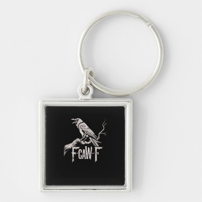 Llavero F-Caw-F Crow Pun Funny Bird Cawing Grunge Back (Frente)