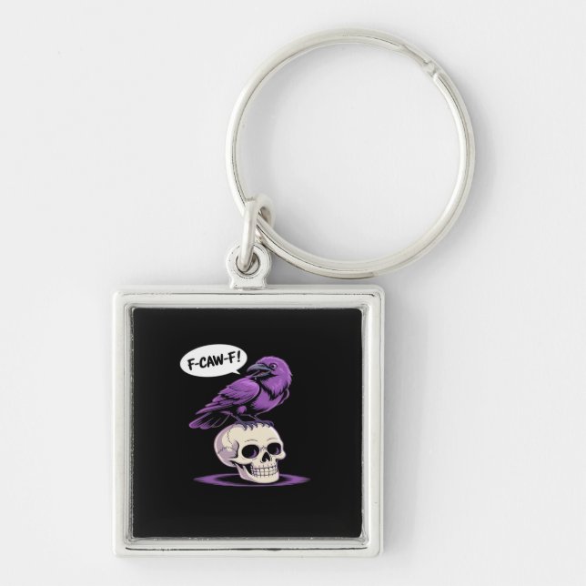 Llavero F-Caw-F Crow Skull Halloween Humor Graphic Design  (Frente)