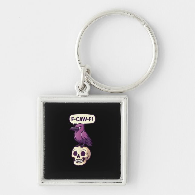 Llavero F-Caw-F Crow Skull Halloween Humor Graphic Design (Frente)