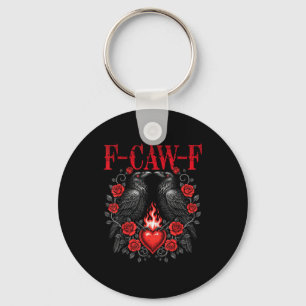 Llavero F-caw-f Cuervo Negro Pájaro Negro Rosas Corazón Di