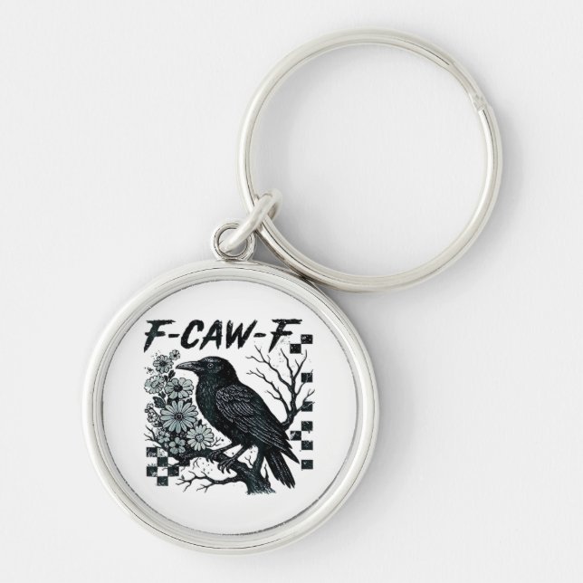 Llavero F-Caw-F Cuervo Pájaro Retro Clásico (Frente)