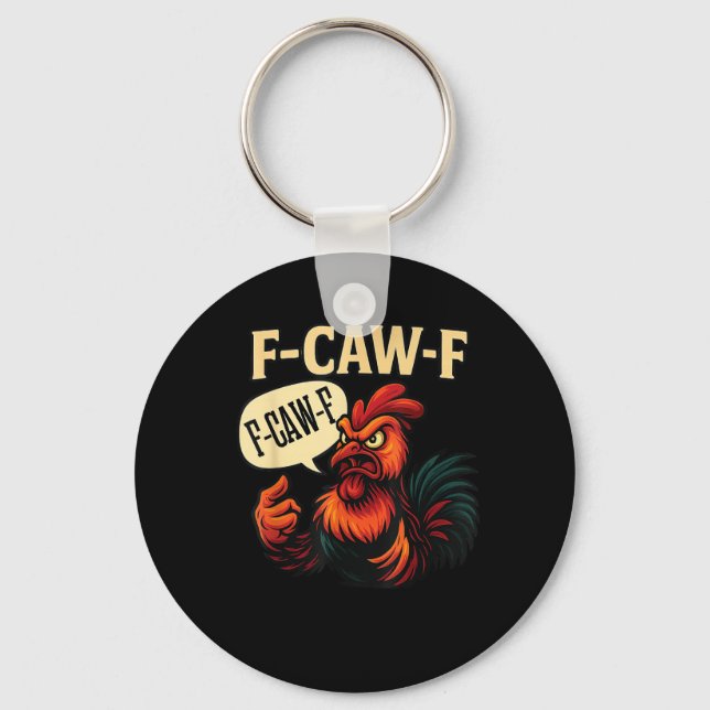Llavero F Caw F Funny Angry Rooster Graphic Retro Style (Anverso)