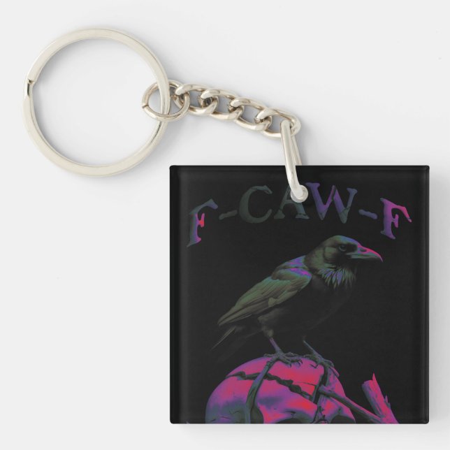 Llavero F-Caw-F Funny Black Crow Bird (Frente)