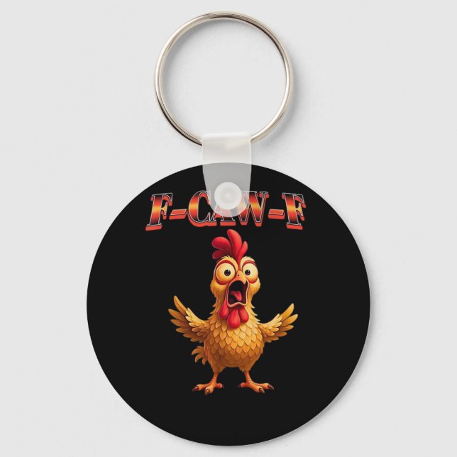 Llavero F-Caw-F Funny Chicken Classic Aesthetic Design (Anverso)