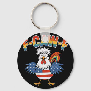 Llavero F-caw-f Humor Divertido de Pollo Cita de la Bander