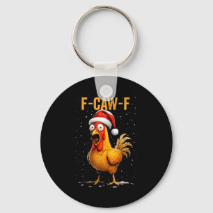 Llavero F-caw-f Humor Divertido de Pollo Meme Navidad Homb
