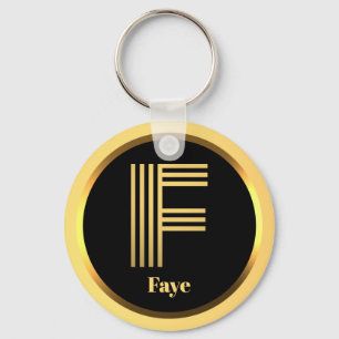 Llavero F Letra Gold Monogramada Keychain Personalizada