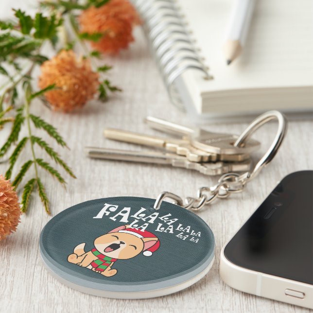 Llavero Fa La La La La Navidades Canto de Perro | Keychain (Frente Derecha)