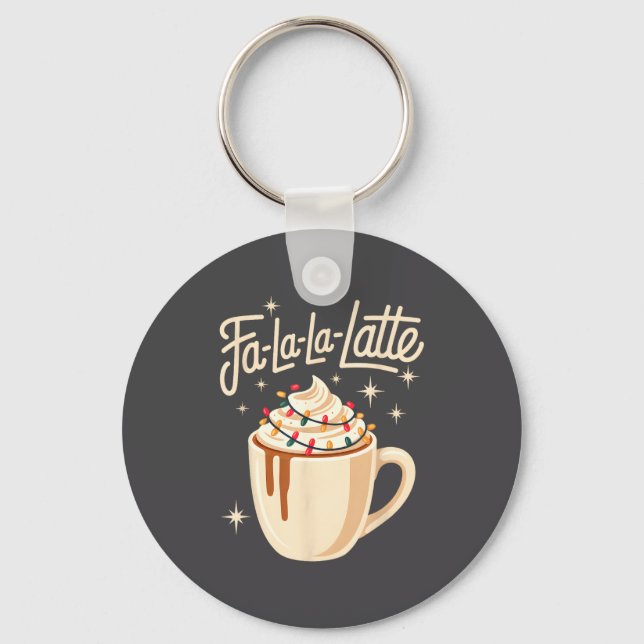 Llavero Fa La La Latte Humorous Pun Funny Retro Coffee Chr (Anverso)