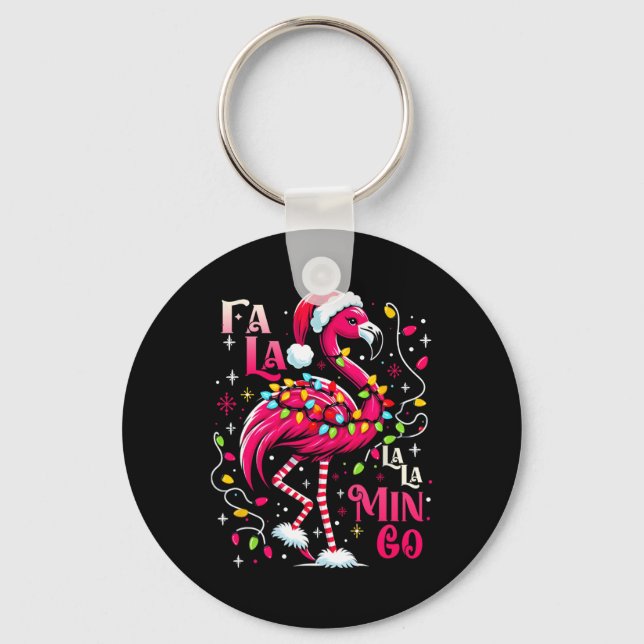 Llavero Fa Lala Mingo Flamingo Christmas Tropical Xmas Tre (Anverso)