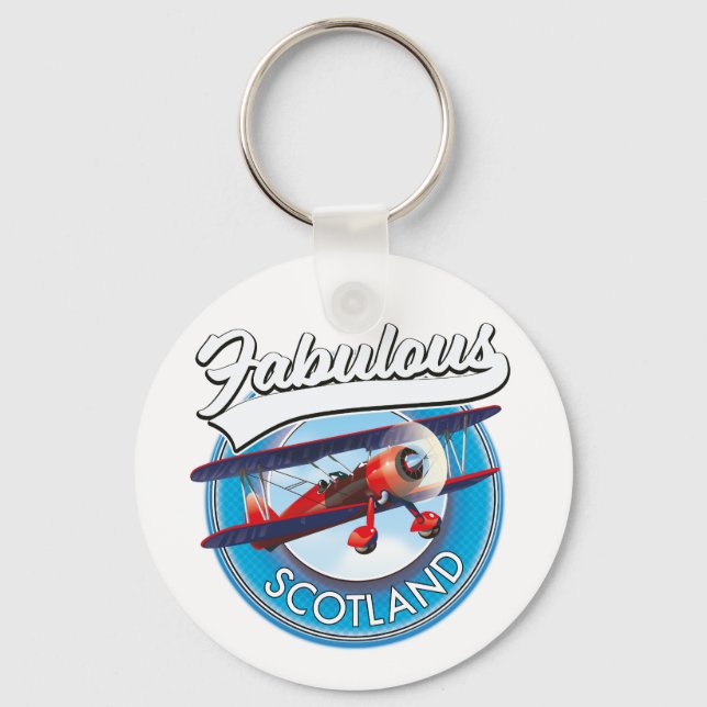 Llavero Fabuloso parche de viaje estilo retro de Escocia (Anverso)