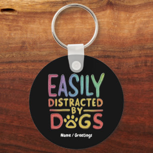Llavero Fácilmente Distraído por Perros Diseño Gráfico Div