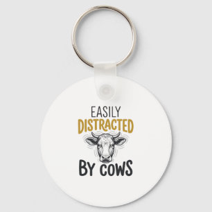 Llavero Fácilmente Distraído Por Vacas Camiseta Divertida