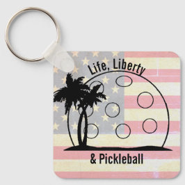 Llavero FADED FLAG Life Liberty & Pickleball EEUU