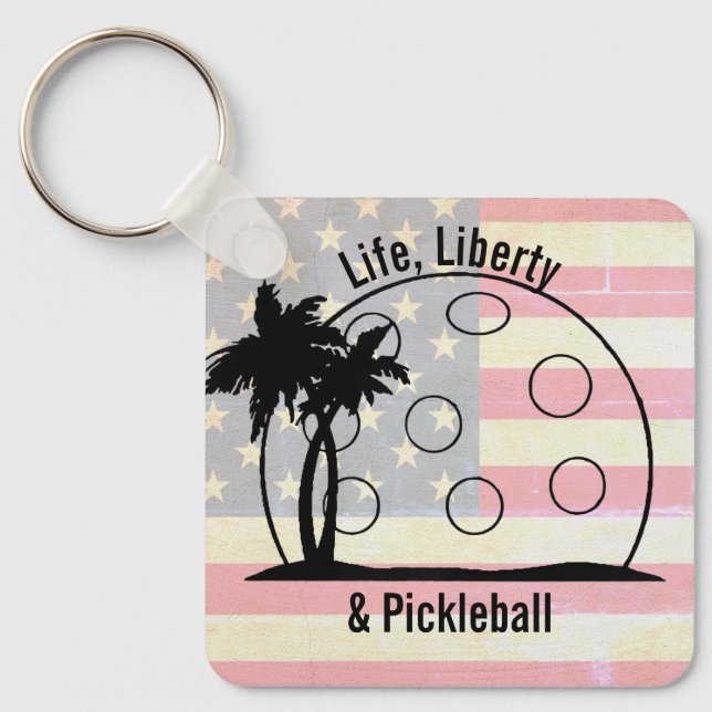 Llavero FADED FLAG Life Liberty & Pickleball EEUU (Anverso)