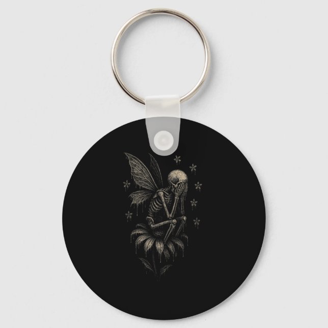 Llavero Fairycore Emo Gótico Tee Sad Crying Skeleton Fairy (Anverso)