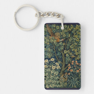 Llavero Faisán pájaro árbol bosque William Morris