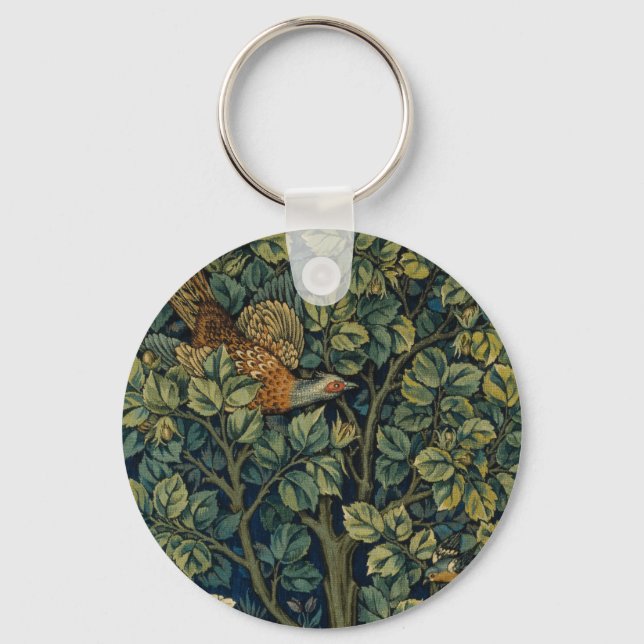 Llavero Faisán pájaro árbol bosque William Morris (Anverso)