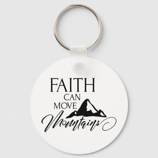 Llavero Faith Can Move Mountains Cadena Keychain Inspirado (Anverso)